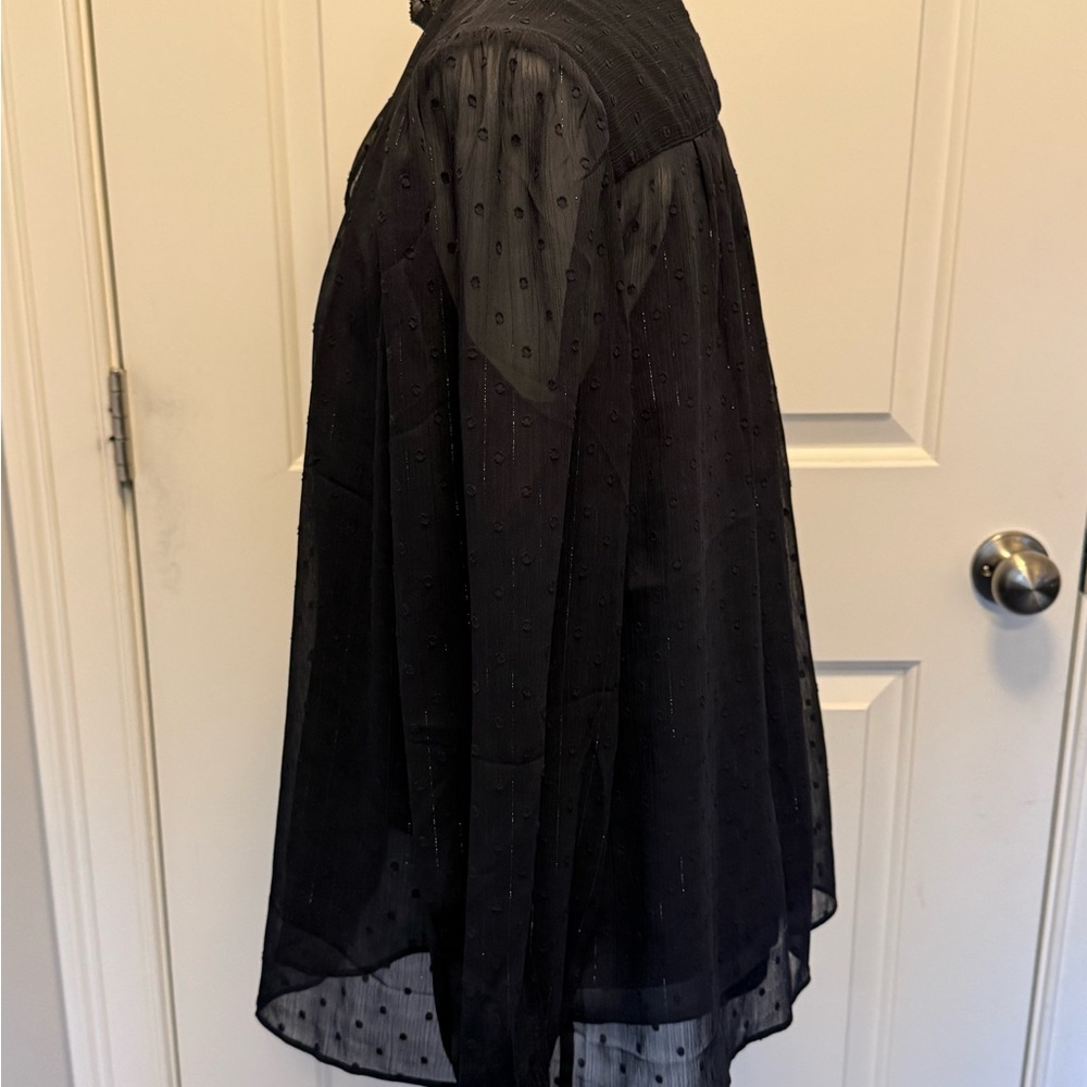Ann Taylor Navy Blue Metallic Sheer Women's Top with camisole - Picture 4 of 4